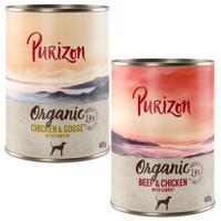 Purizon bez obilovin,  6 x 800 g / 400 g - 5 + 1 zdarma! - Organic míchané balení: 3 x kuřecí s husou, 3 x hovězí s kuřecím (6 x 400 g)
