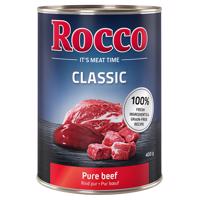 Rocco Classic zkušební mix 6 x 400 g - hovězí mix: hovězí, hovězí/telecí srdce, hovězí/bachor