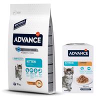 Advance granule, 10 / 15 kg + Advance kapsičky 12 x 85 g za skvělou cenu - Kitten 10 kg + Kitten kuřecí