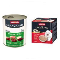Animonda GranCarno Original 24 x 800 g + 3 x 85 g pudding snack zdarma - jelen s jablky