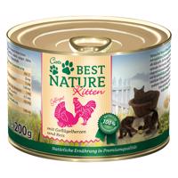 Best Nature Kitten 12×200 g – výhodné balení - drůbeží srdce & rýže