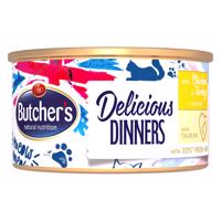 Butcher's Delicious Dinners pro kočky 48 × 85 g - výhodné balení - kuřecí & krocan