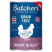 Butcher's Original bez obilovin pro psy 48 × 400 g - výhodné balení - s kuřecím v želé