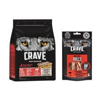 Crave Adult Dog 2,8 kg +  Crave High Protein Rolls 8 x 50 g - 15 % sleva - s hovězím, kostní dření a původními obilovinami 2.8 kg + 8 x 50 g hovězí