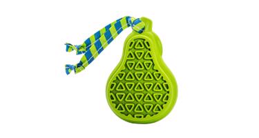 Dentální hračka hruška přírodní guma pro štěňata s látkovým střapcem 9 cm HipHop