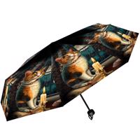 Deštník s kočkou a svíčkou - skládací - design Lisa Parker