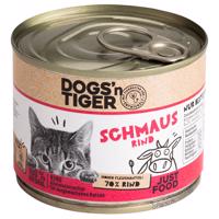 Dogs'n Tiger Adult Cat 12 × 200 g - výhodné balení - hovězí hostina