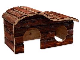 Domek SMALL ANIMALS kaskada dřevěný s kůrou 31 x 19 x 19 cm 1ks