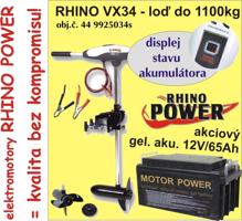 Elektrický lodní motor Rhino VX + Akumulator 65Ah / 12V Variant: VX 34, Hmotnost 6,70kg