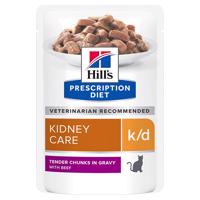 Hill's Prescription Diet. 12 x 370 g - 10 + 2  zdarma -  k/d Kidney Care 12 x 85 g (hovězí)