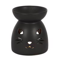 Keramická aromalampa černá kočka s vousky