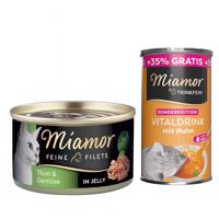 Miamor Feine Filets konzerva v želé 6 x 100 g + Miamor Vitaldrink 185 ml  - světlý tuňák & zelenina v želé