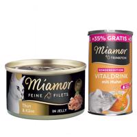 Miamor Feine Filets konzerva v želé 6 x 100 g + Miamor Vitaldrink 185 ml  - tuňák & sýr v želé