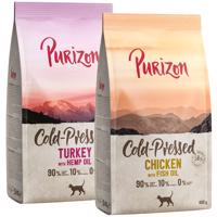 Míchané balení Purizon - bezobilné 2 x 400 g - Coldpressed: kuřecí s rybím olejem & krůtí s konopným olejem