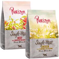 Míchané balení Purizon - bezobilné 2 x 400 g - Single Meat: kuřecí s květy heřmánku & hovězí s květy ibišku