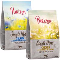 Míchané balení Purizon - bezobilné 2 x 400 g - Single Meat: kuřecí s květy heřmánku & losos s květy chrpy