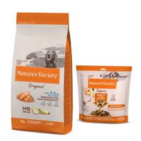 Nature's Variety granule + Nature's Variety Freeze Dried Toppers zdarma - Original No Grain Medium Adult losos 12 kg