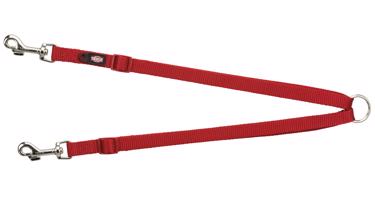 Nylonová rozdvojka - pásky s karabinami 40-70 cm/15 mm, - červená