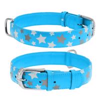 Obojek kožený Waudog Stars modrý Délka: 21-29cm/1,2cm