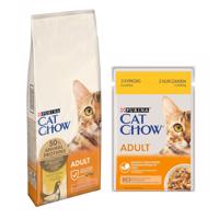 PURINA Cat Chow, 15 kg + 26 x 85 g Cat Chow kapsičky zdarma - Adult Chicken 15 kg + kuřecí 26 x 85 g