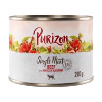 Purizon Adult - bezobilné 12 x 200 / 400 g - 10 + 2 zdarma -  Single Meat  hovězí s květy ibišku 12 x 200 g