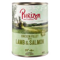 Purizon bez obilovin,  6 x 800 g / 400 g - 5 + 1 zdarma! - Jehněčí a losos s bramborami a hruškou (6 x 400 g)