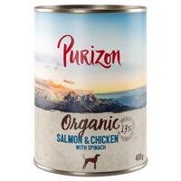 Purizon bez obilovin,  6 x 800 g / 400 g - 5 + 1 zdarma! - Organic losos a kuřecí se špenátem (6 x 400 g)