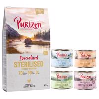 Purizon granule 6,5 kg + Purizon konzervy 6 x 200 g zdarma - Sterilised Adult kuře & ryba - bezobilné + míchané balení