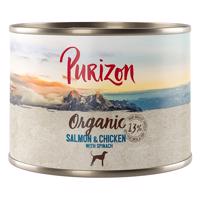 Purizon konzervy 24 x 140 / 200 g / kapsičky 24 x 300 g za skvělou cenu - Organic  losos a kuřecí se špenátem (24 x 200g)