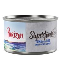 Purizon konzervy 24 x 140 / 200 g / kapsičky 24 x 300 g za skvělou cenu - tuňák s treskou, batáty a jablkem  Superfoods 24 x 140 g