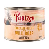 Purizon konzervy, 6 x 200 / 6 x 400 g - 15 % sleva - Adult - bezobilné kuřecí filet s divočákem (6 x 200 g)