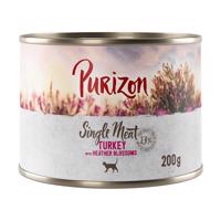 Purizon konzervy, 6 x 200 / 6 x 400 g - 15 % sleva - Single Meat krůtí s květy vřesu (6 x 200 g)