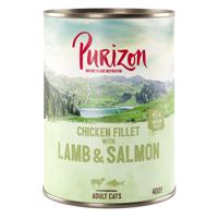 Purizon konzervy, 6 x 200 / 6 x 400 g za skvělou cenu!  - Adult - bezobilné kuřecí filet s lososem a jehněčím (6 x 400 g)
