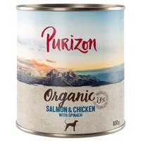 Purizon konzervy - bez obilovin 12 x 400 / 800 g - 10 + 2 zdarma - Organic výhodné balení   losos a kuřecí se špenátem (12 x 800g)