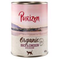 Purizon Organic 12 x 400 g výhodná balení  - kachna a kuřecí s cuketou