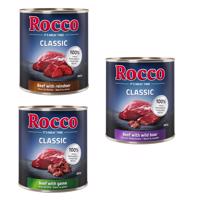 Rocco Classic míchané balení na zkoušku 6 x 800 g - zvěřinový mix: hovězí/zvěřina, hovězí/sobí hovězí/divočák