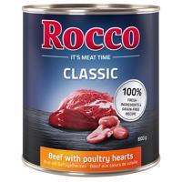 Rocco Classic Mix 24 x 800 g - hovězí s drůbežími srdíčky
