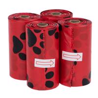 Sáček na psí exkrementy s vůní - 4 role à 15 sáčků, červené, růže