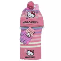 Sada kulich, šála a rukavice s kočičkou Hello Kitty - 2 barvy Barva: světle růžová, obvod 52 cm