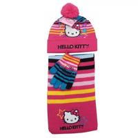Sada kulich, šála a rukavice s kočičkou Hello Kitty - 2 barvy Barva: tmavě růžová, obvod 52 cm
