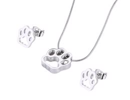 Set náušnice a náhrdelník s kočičí tlapkou - chirurgická ocel