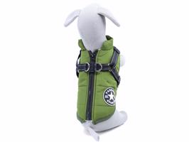 Vsepropejska Achar zimní bunda pro psa s postrojem Barva: Zelená, Délka zad (cm): 26, Obvod hrudníku: 38 - 42 cm