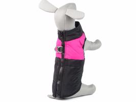 Vsepropejska Rainy obleček pro psa na zip Barva: Černo-růžová, Délka zad (cm): 59, Obvod hrudníku: 71 - 80 cm