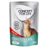 Výhodné balení Concept for Life bez obilovin 24 x 85 g - Sterilised Cats hovězí - v omáčce
