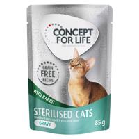 Výhodné balení Concept for Life bez obilovin 24 x 85 g - Sterilised Cats králičí - v omáčce
