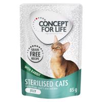 Výhodné balení Concept for Life bez obilovin 24 x 85 g - Sterilised Cats králičí - v želé
