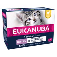 Výhodné balení Eukanuba Kitten bez obilovin 24 x 85 g - kuřecí