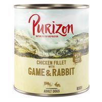 Výhodné balení Purizon Adult - bez obilovin 24 x 800 g  - Zvěřina a králičí s dýní a brusinkami