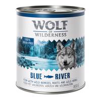 Výhodné balení: Wolf of Wilderness Adult 12 x 800 g - NOVÉ: Blue River - rybí