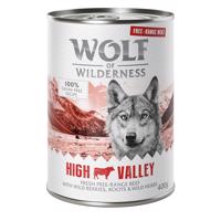 Výhodné balení Wolf of Wilderness "Free-Range Meat" 12 x 400 g - High Valley - hovězí